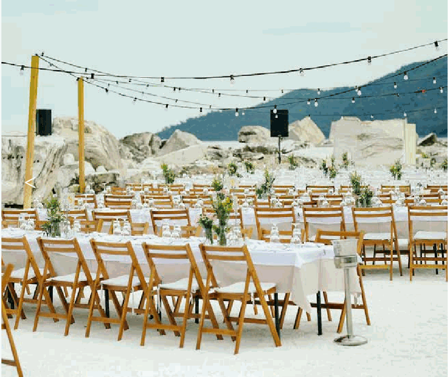Makryammos wedding setup by the sea